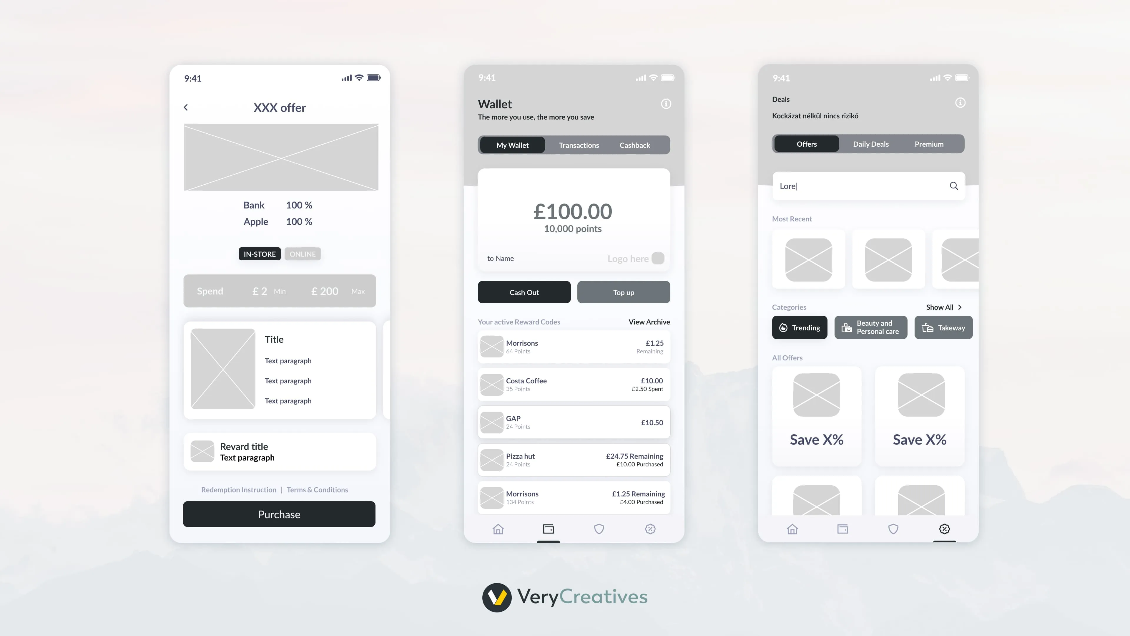 Product Design Wireframes