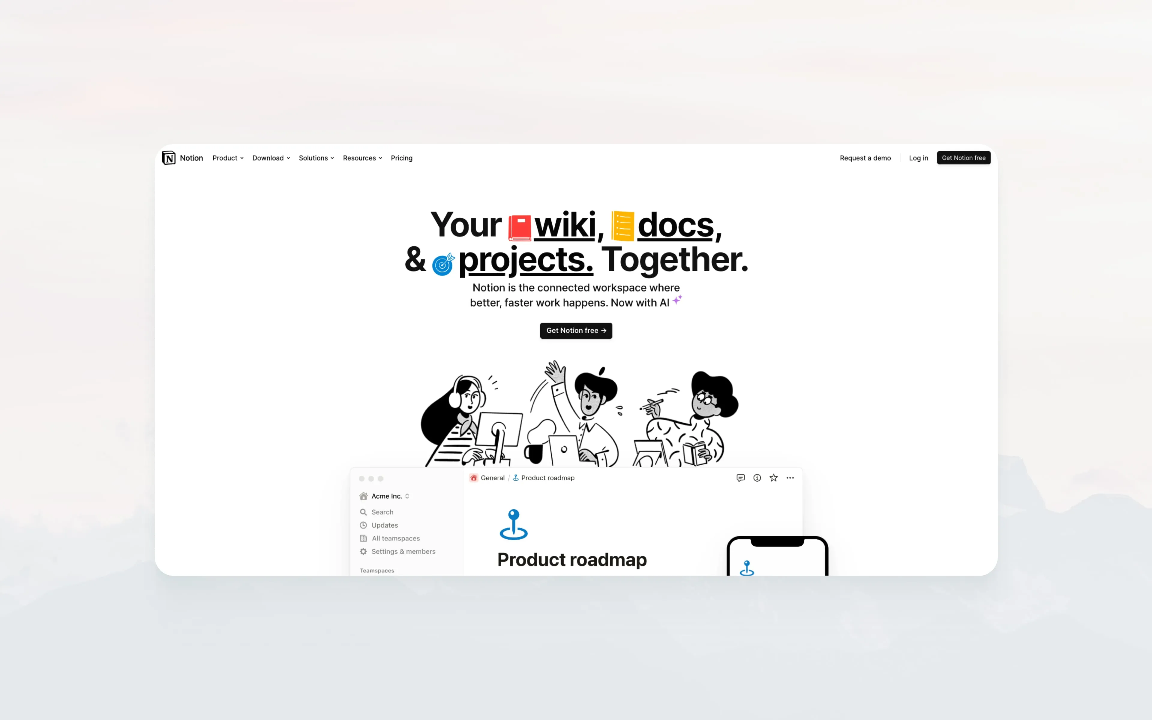 SaaS reverse trial example: Notion