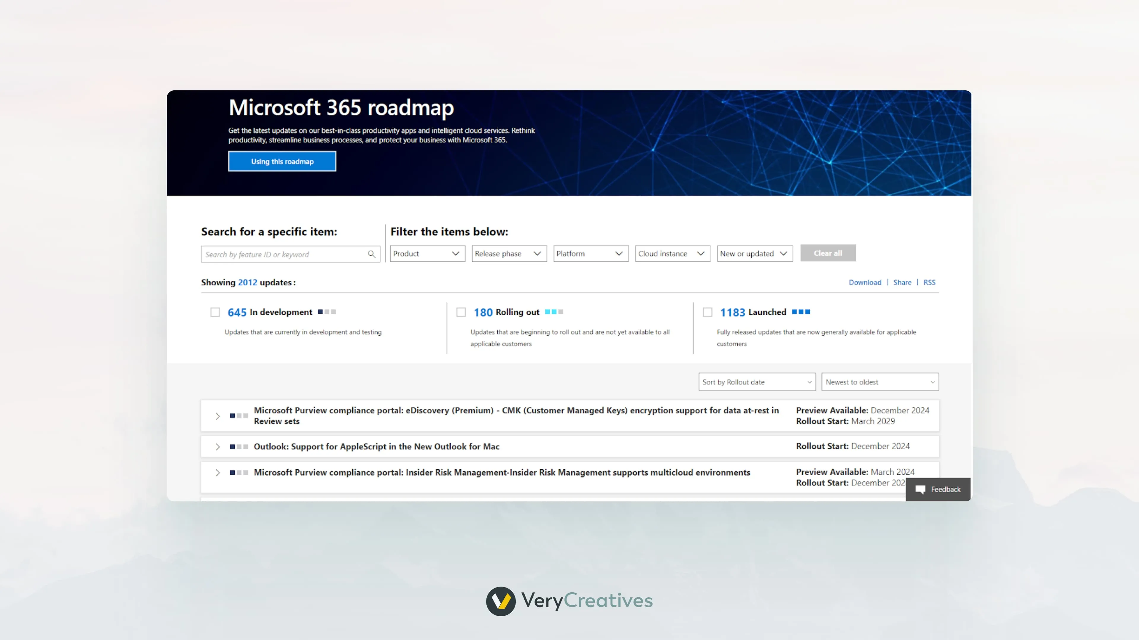 Microsoft 365 Roadmap