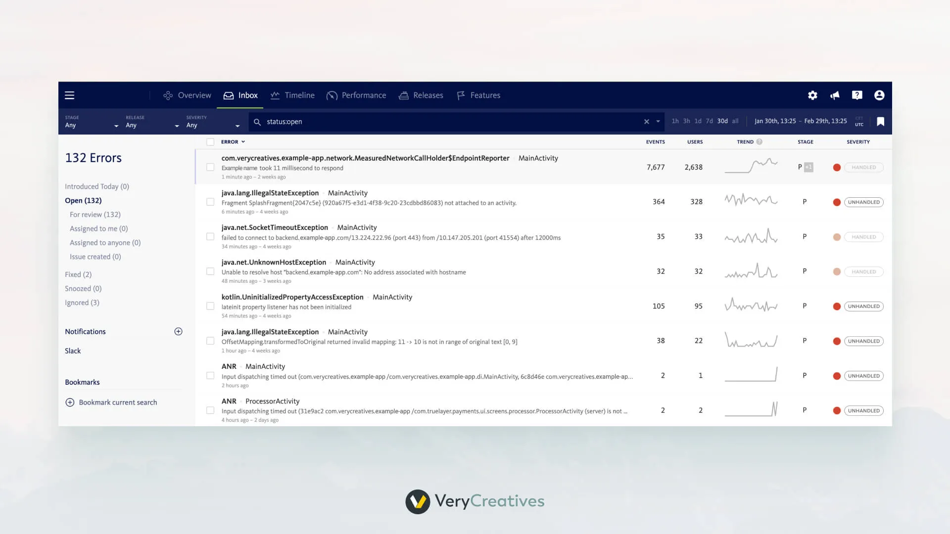 Mobile app tracking bugsnag